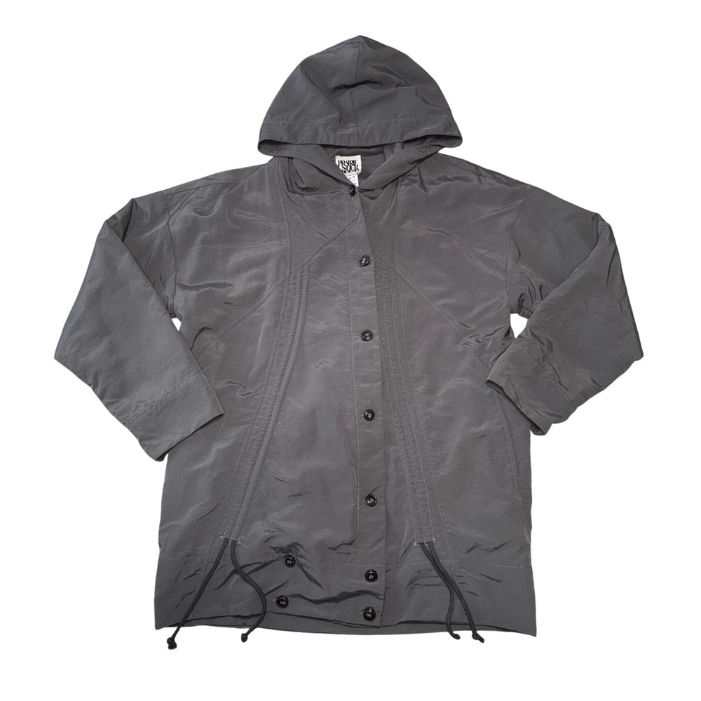 Prairie Underground Hooded Gray Nylon Toggle‎ Drawstring Anorak Jacket Women